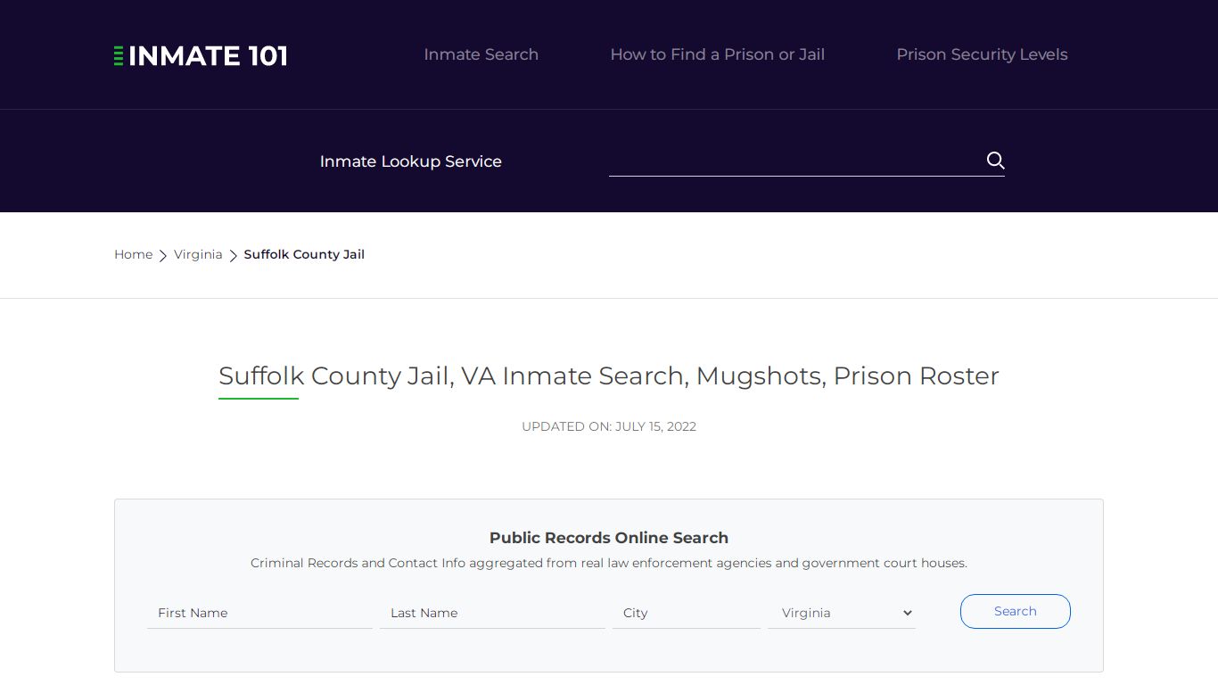 Suffolk County Jail, VA Inmate Search, Mugshots, Prison Roster